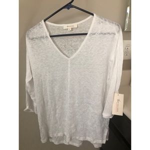 Long sleeve white linen shirt